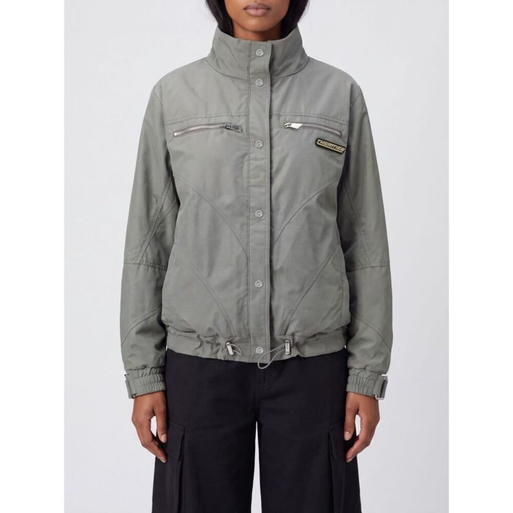 Relaxed Fit Cropped Cotton Blend Bomber Jacket The Attico With High Neck